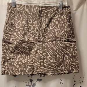 LOFT Brown and Cream Patterned Mini Skirt